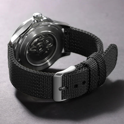 JUNGHELE Nylon watch band for men and women,Quick release Nylon watch strap with Silver Buckle,Black 18mm Canvas Watch Strap