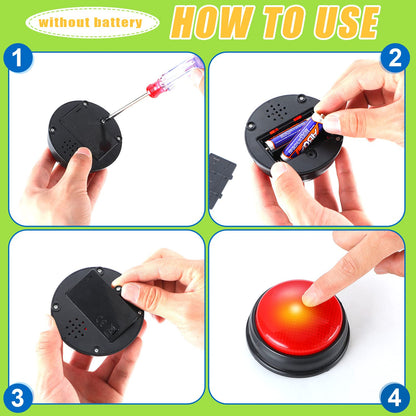 Deekin 16 Pcs Trivia Game Buzzers Bulk Answer Button with Sound and Light Family Feud Buzzer for Classroom Teacher Supplies Back to School Team Game Show and Trivia Nights