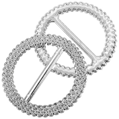 JOIKIT 250 PCS 60mm Silver Round Rhinestone Ribbon Buckle, 2.36 Inch Acrylic Chair Sash Buckles Slider for Wedding Banquet Party Decoration