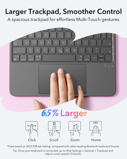 ESR for iPad (A16) 11th/10th Gen Flex Keyboard Case, Ultra-Light Magnetic Detachable Keyboard for iPad 10.9" with Writing/Viewing Modes, Larger Precision Trackpad, Dark Gray