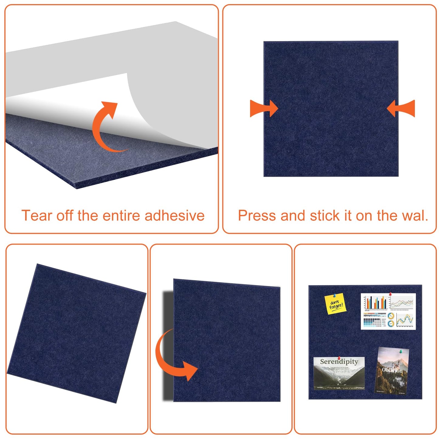 Cork Boards for Walls 48" x 36" Felt Board Alternative, 12 Pack Felt Wall Tiles Bulletin Board, Large Cork Board for Office Pin Board Tack Board Cork Boards