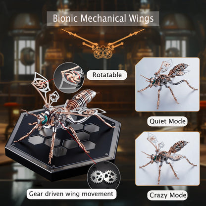 3D Metal Wasp Puzzles for Adults Model Kits Mechanical Puzzle Building Blocks, Difficult DIY Assembly for Men (Steel+Rose Gold)