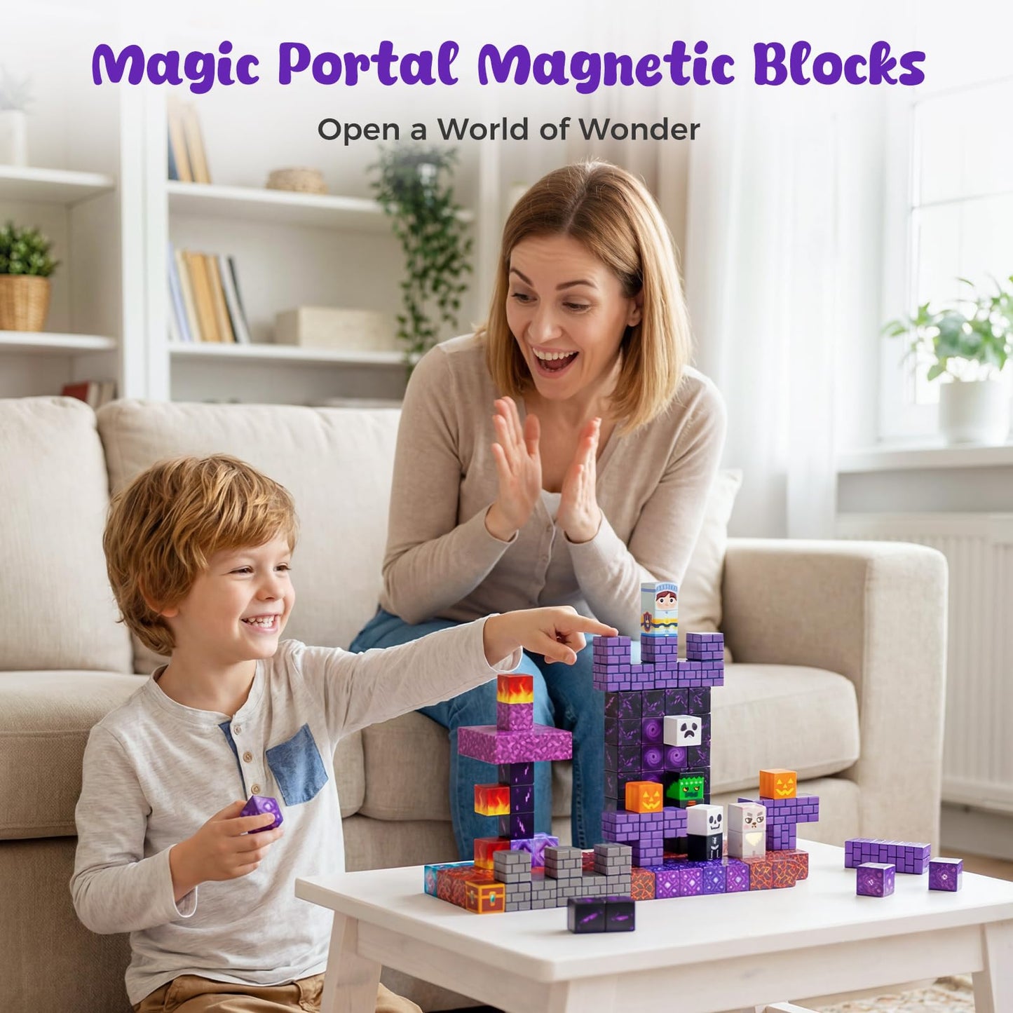 3 otters Magnetic Blocks 150PCS Portal Set, STEM Magnet Cubes Construction Toys for Kids, Sensory Stacking Building Blocks Birthday Gifts for Boys & Girls
