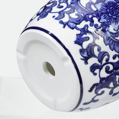 Set of 2 Ceramic Blue and White Plant Pots with Drainage Hole and Saucers, 4.3/5.5 Inches Ceramic Planters Round Flower Pots for Indoor Plants Succulent Cactus Orchid Flower, Indoor Outdoor Decor