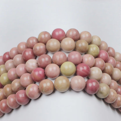 MJDCB Natural Red Stripes Rhodonite Round Stone Beads for Jewelry Making DIY Bracelet Necklace (8mm)