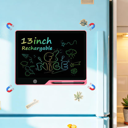 Magnetic LCD Writing Tablet for Fridge, 13 Inch Writing Tablet for Kids, Toddler Drawing Pad, Learning Toys for Boys Girls Ages 3.4.5.6.7.8, Writing Board for to-Do Lists and Family Messages (Pink)