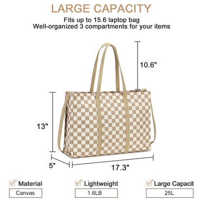 Laptop Tote Bag for Women Work 15.6 inch Canvas Shoulder Bags Computer Messenger Purse Teacher Handbag Office Briefcase