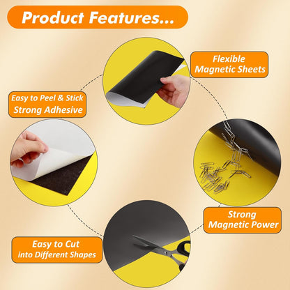 Adhesive Magnetic Sheets 8.5 x 11 Inch, 20 Packs Magnetic Sheets with Adhesive Backing - 0.5mm Thickness Flexible Magnet Sheets for Dies Storage, Craft Projects, Photos, School, Office