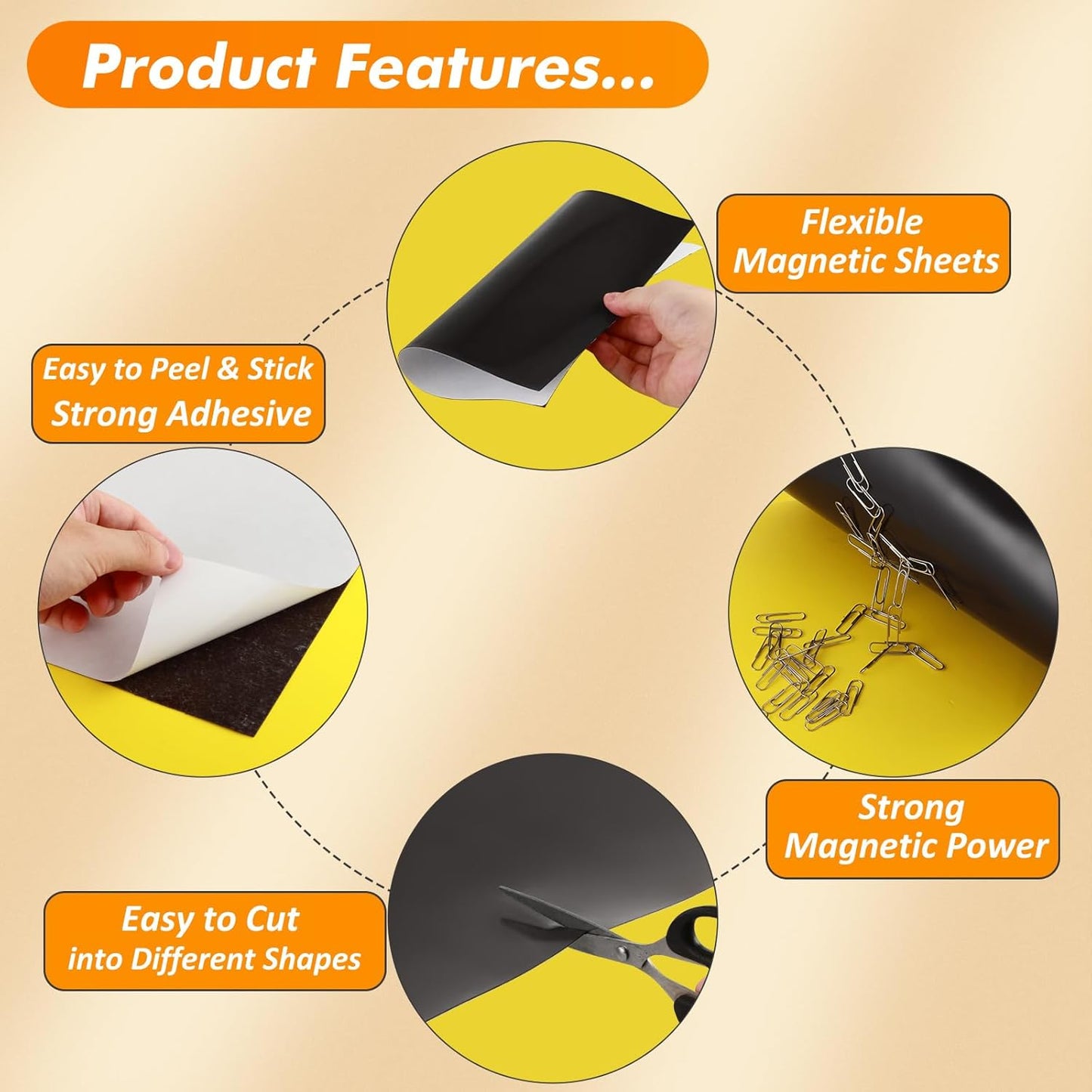 Flexible Magnetic Sheets with Adhesive Backing, 8 x 10 Inch, 20 Packs, Magnetic Contact Paper for Dies, Photos, School, Home, Office