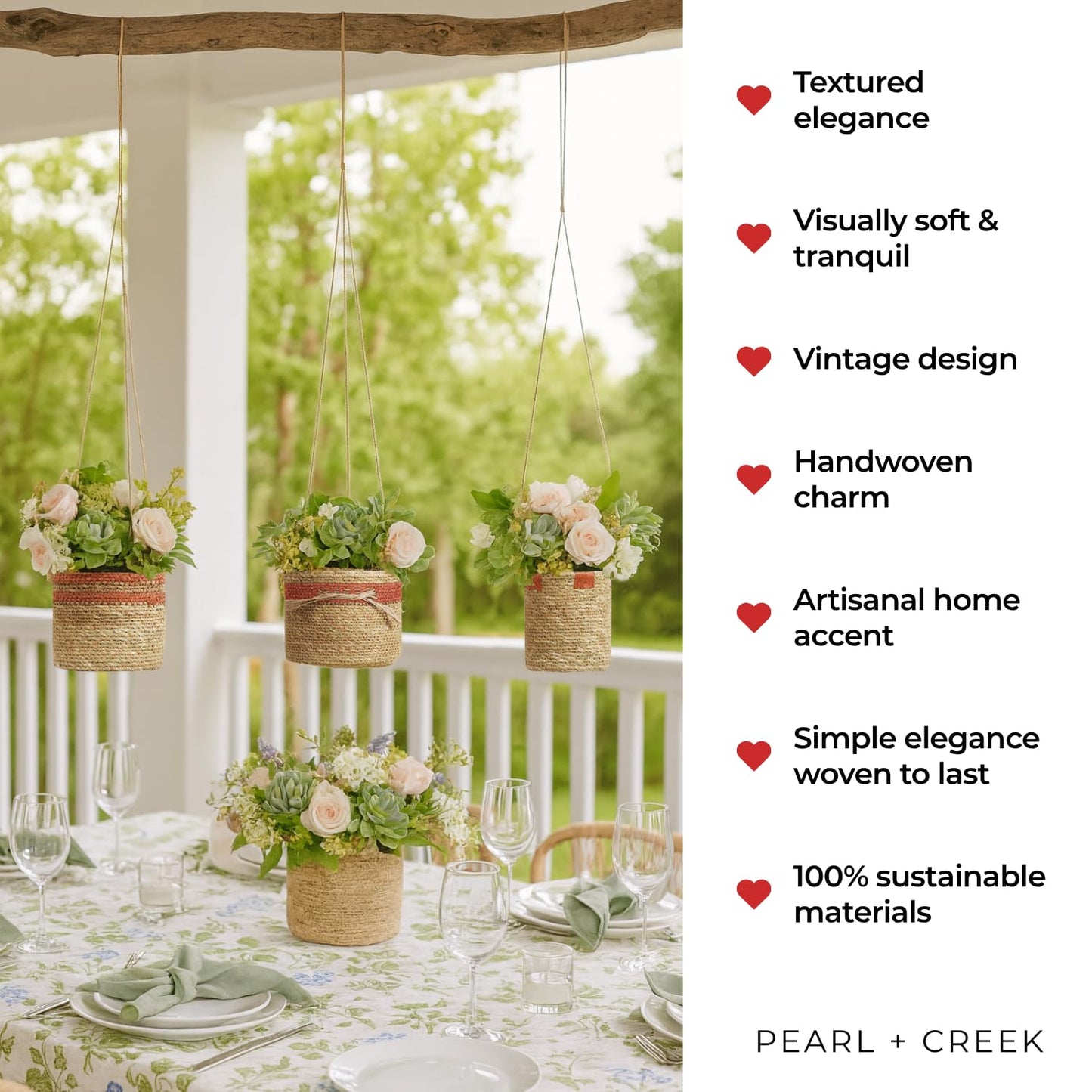 PEARL + CREEK Haven Set 3 Pink Hanging Planter - Tea Light Candle Holder