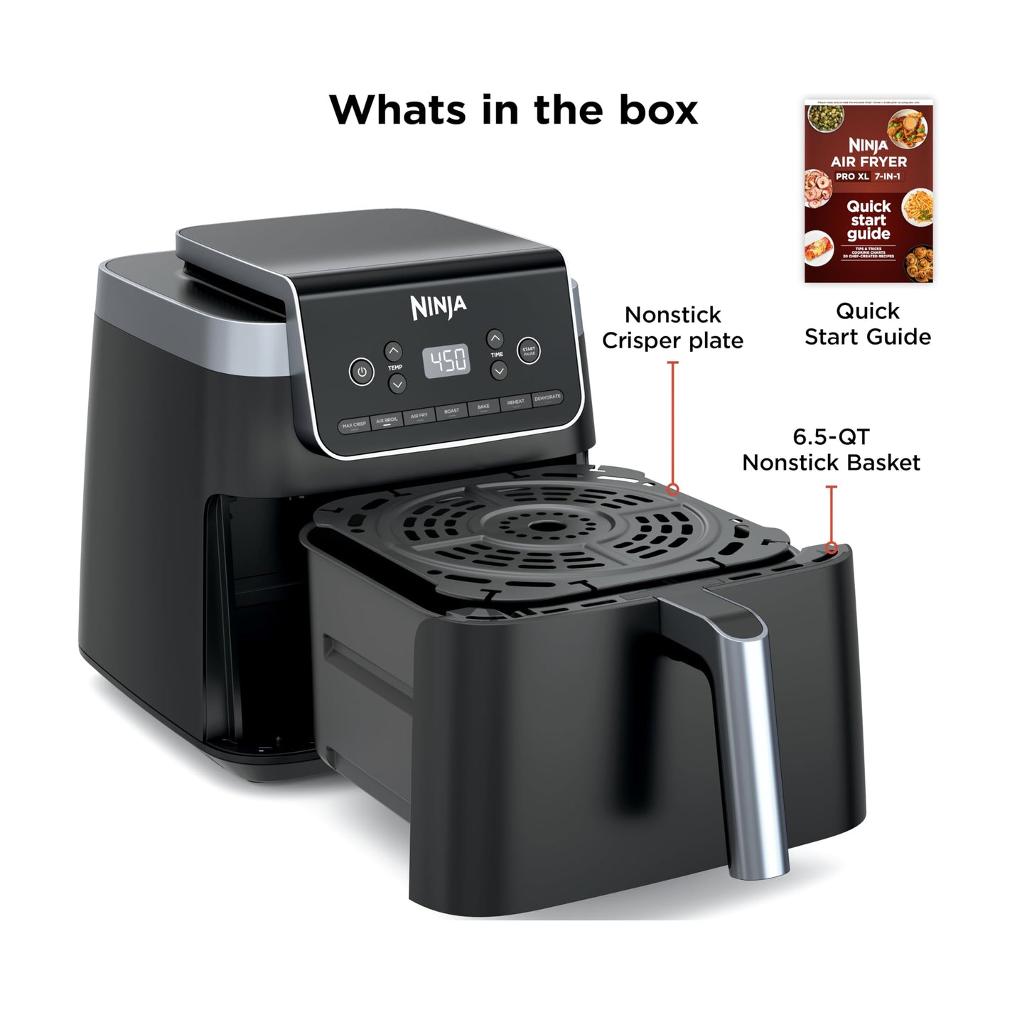 Ninja | Air Fryer | 4 QT Capacity | 4-in1 Roast, Crisp, Roast, Reheats, & Dehydrates | Dishwasher Safe Parts | Includes 20 Easy & Healthy Recipes | Compact | Grey | AF101