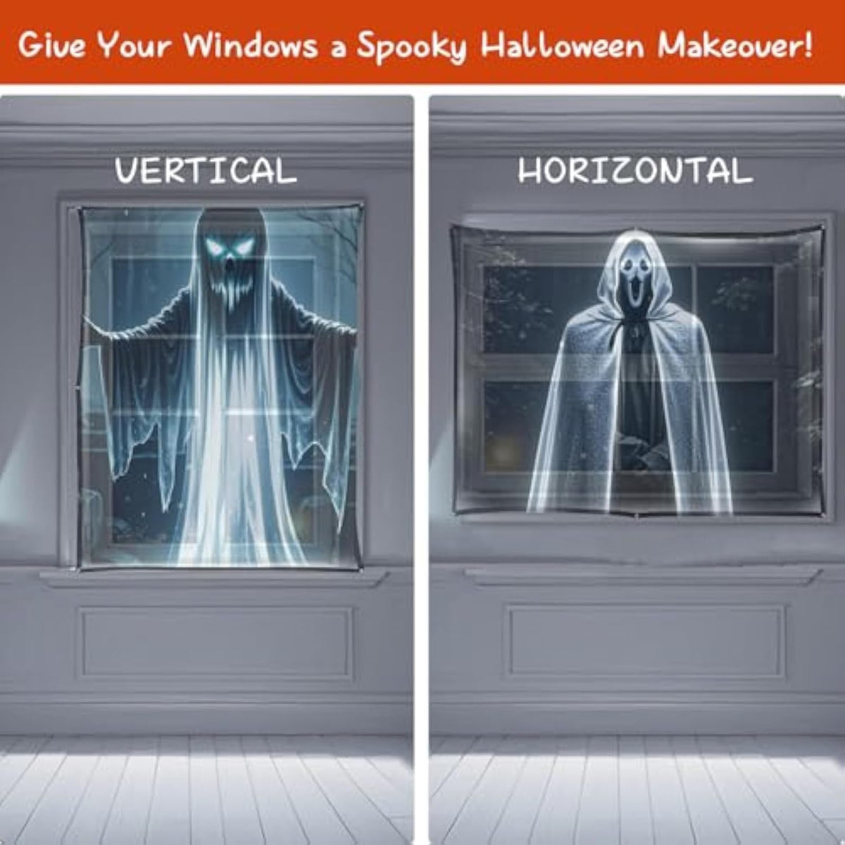 Halloween Holographic Rear Projector Screen 50" x 89" Hologram Window Movie Screen Rear Projector Portable Anti Crease Indoor Projection Double Sided Video for Projecting Halloween Christmas Videos