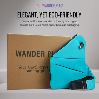 WANDER PLUS® Anti Theft Crossbody Travel Bag for Women Men, Multi-Pocket Crossbody Bag, Slim Sling Bag with Adjustable Strap