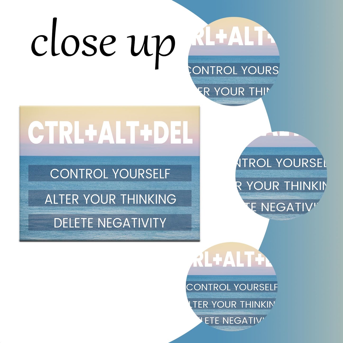 YSPCSUN Inspirational Posters for Office, Ctrl Alt Del Control Yourself Canvas Poster Single Panel Wall Decor for Home Office Dorm Classroom, Framed Canvas Art, 24x18inch