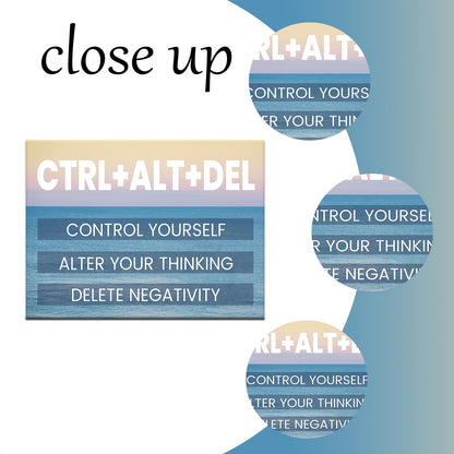 YSPCSUN Inspirational Posters for Office, Ctrl Alt Del Control Yourself Canvas Poster Single Panel Wall Decor for Home Office Dorm Classroom, Framed Canvas Art, 24x18inch