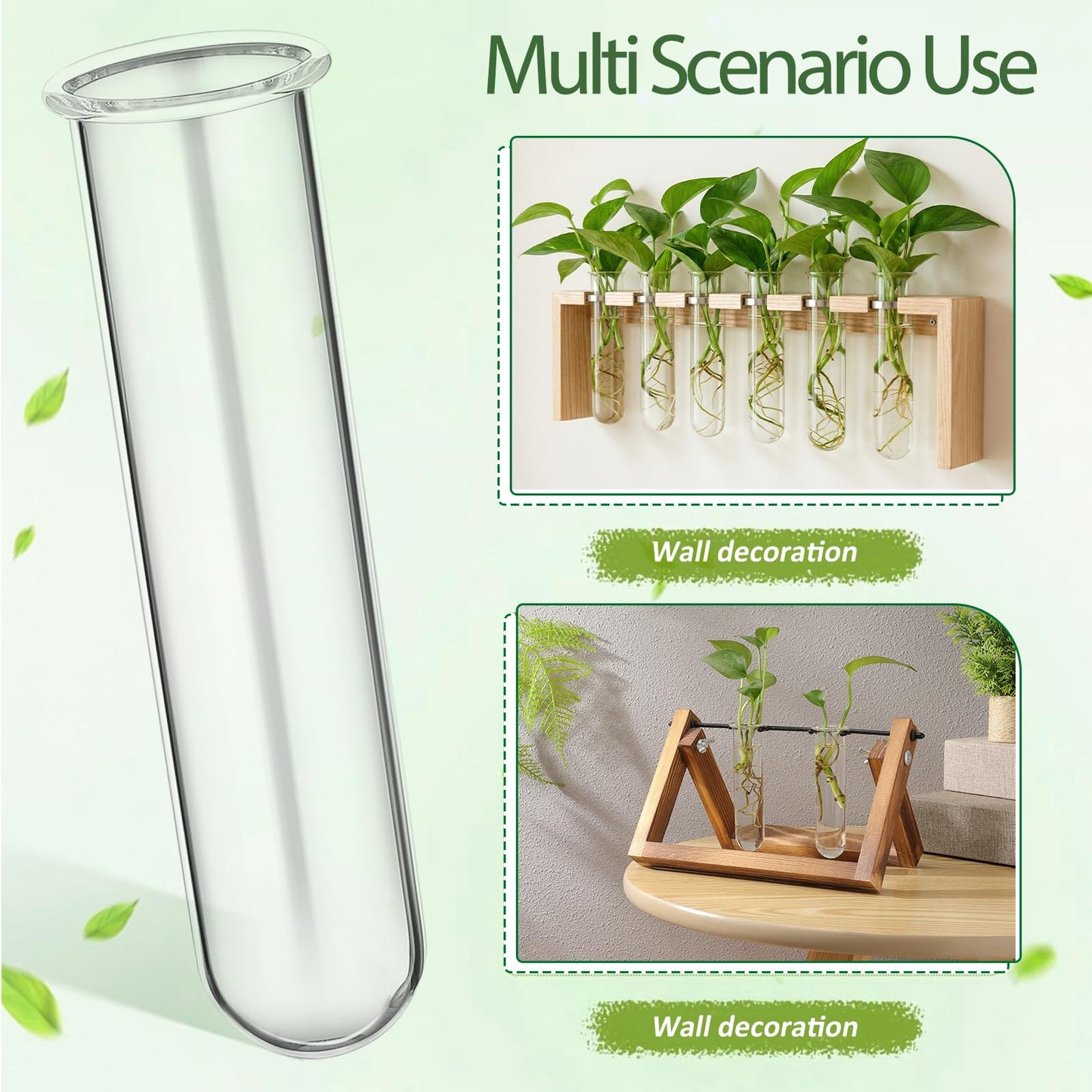 Veemoon Glass Test Tube Vase Propagation Station 5pcs 2.5x3x11cm Hydroponic Plant Terrarium Tubes for Home Decor and Office Display