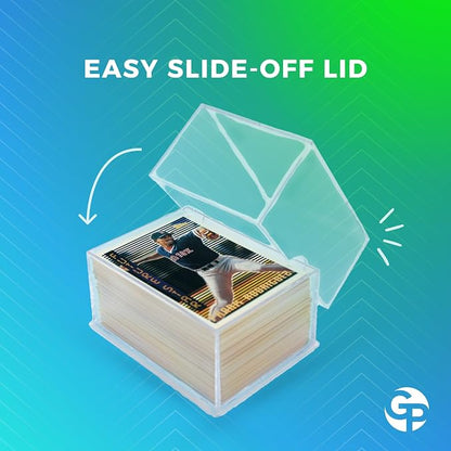 Gary Plastic Packaging 20-Pack Clear Acrylic Card Storage Boxes with Lids – Holds up to 100 Standard Trading Cards Each, Stackable Organizer for Sports & TCG Cards (Unsleeved)
