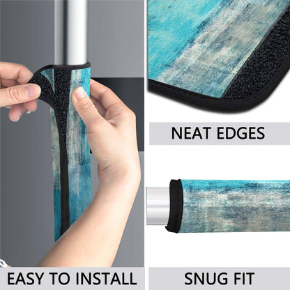 MCALK 4 Pc Turquoise Kitchen Handle Covers Set, Turquoise Refrigerator & Teal Microwave Handle Covers, Suitable for Ovens and Dishwashers, Washable, Durable, Anti-Slip, Abstract Art Decor