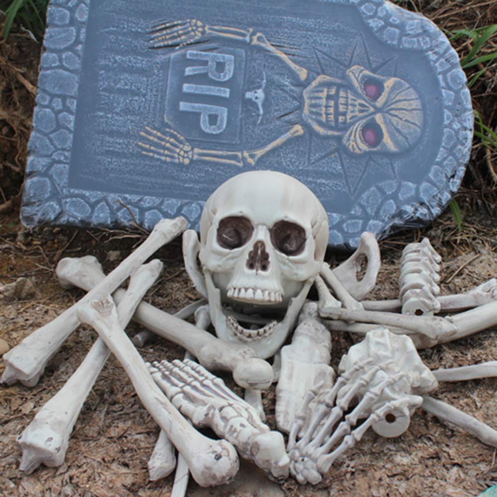 XONOR 28 Pieces Skeleton Bones and Skull for Halloween Decor or Spooky Graveyard Ground Decoration (28PCS)