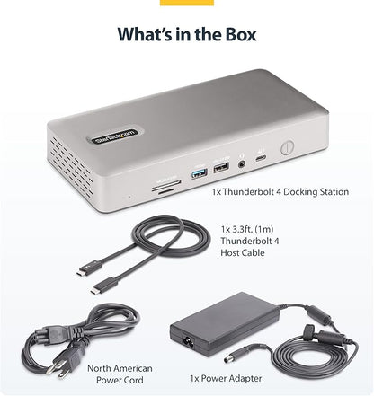 StarTech.com Thunderbolt 4 Dock - Dual 4K MacBook Pro and M4 Air, Quad Monitor 4K Windows, 16 Port 40Gbps Laptop Docking Station with 100W Charging, 2 x HDMI, 2 x DisplayPort (132N-TB4USB4DOCK)