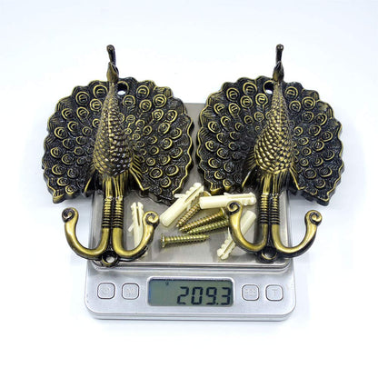 Ailejia 1Pair Peacock Curtain Holdbacks Zinc Alloy Wall Hook Hanging Ball Straps Wall Mounted Curtain (Bronze)