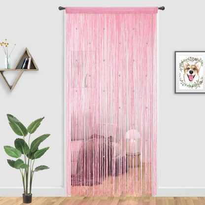 YIIBAII Beaded Curtain Beaded Curtains for Doorways Weave Suitable for Interior Decoration and Partitions Hippy Closet Curtains (Pink, 35"x79")