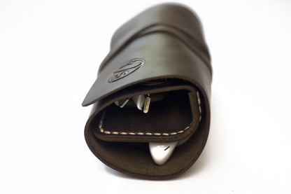 Leather Cord Organizer Wrap for Cables - Brown