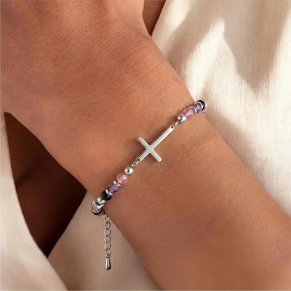 Wineord Easter Basket Stuffers for Teens, Religious Easter Gifts for Kids, Baptism First Communion Confirmation Gifts for Girls, Christian Faith Jewelry Anxiety Relief Cross Bracelets for Women