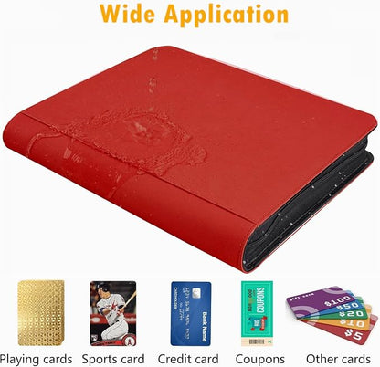 1000+ Pockets Trading Card Binder, 16 Pocket Ringless Side Loading Card Holder Album, Trading Card Album Fit for YuGiOh, MTG, TCG, Game Cards, Sports Cards, Business Cards (Red)