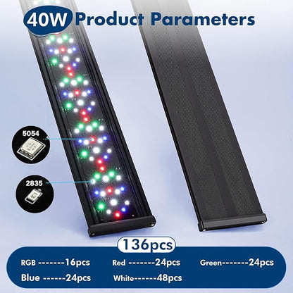 hygger Auto On Off Aquarium LED Light, 4 Mode Lighting Full Spectrum Fish Tank Light 24/7 Timer Colorful Fish/Sun/Nightlight/WRGB Cycle for Freshwater