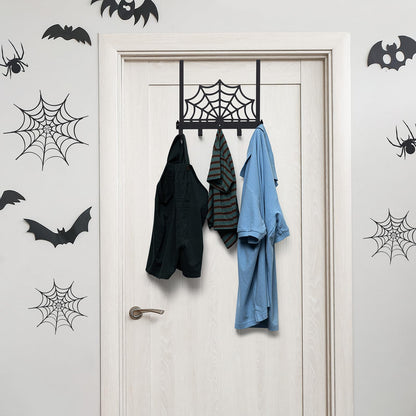 Reallnaive Cobweb Over The Door Hooks Christmas Gothic Bathroom Decor Creepy Hanger Wall Mount Rack Holder for Towel, Hat, Coat, Cloth, Keychain, Bag, Home Organizer