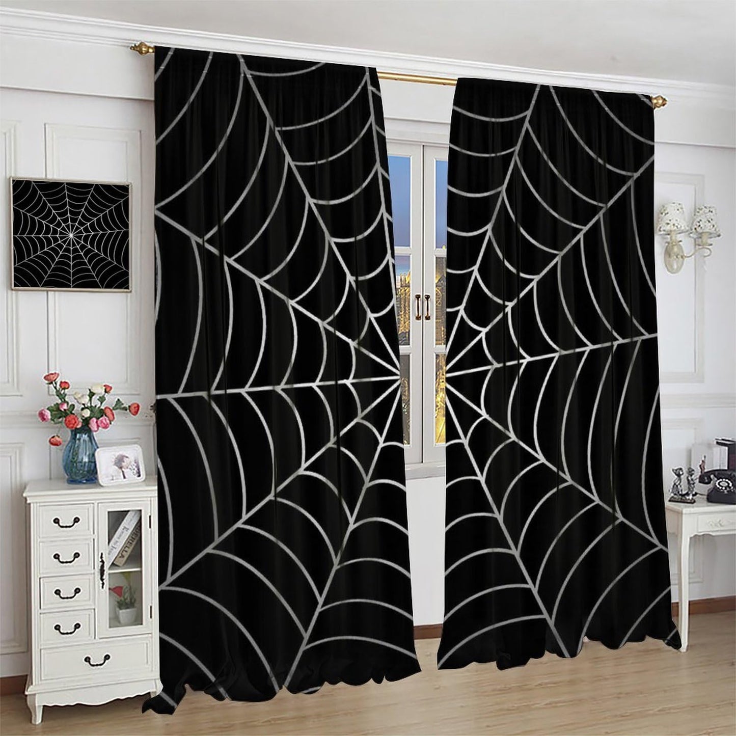 Yearn Jear Super Hero Spider Web Boys Black Window Curtains for Kids Baby Room Bedroom Home Office Decor Decorations 42 x 45 Inch Decor