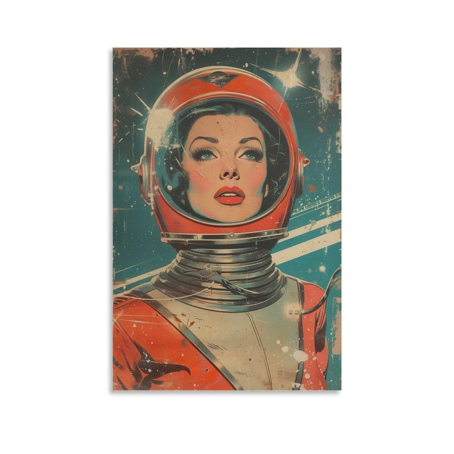 JHXNJDPOST Retro Mid-Century Modern Astronaut Canvas Wall Art Aesthetic Decorative Painting Living Room Restaurants, Pool Halls And Hotelsstyle-10 16x24inch(40x60cm)