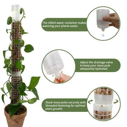 Jegu Self-Watering Moss Pole for Monstera Plant Support, 18.8 Inch Stackable Plastic Moss Pole for Climbing Plants. (4PACK-Large)