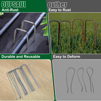 12 Inch Galvanized Landscape Staples Stakes, 25/50/100/200pcs Garden Metal Stakes for Weed Barrier Fabric, Fence Stakes, Tent Stakes, Christmas Decorations (200pcs)