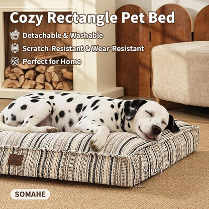 SOMAHE 4 Inch Orthopedic Dog Bed for Crate, 27 x 20 Inch, Coffee Chenille | Washable Removable Cover, Waterproof Inner Liner, Non-Slip Bottom, Orthopedic Dog Crate Mattress for Medium & Large Dogs