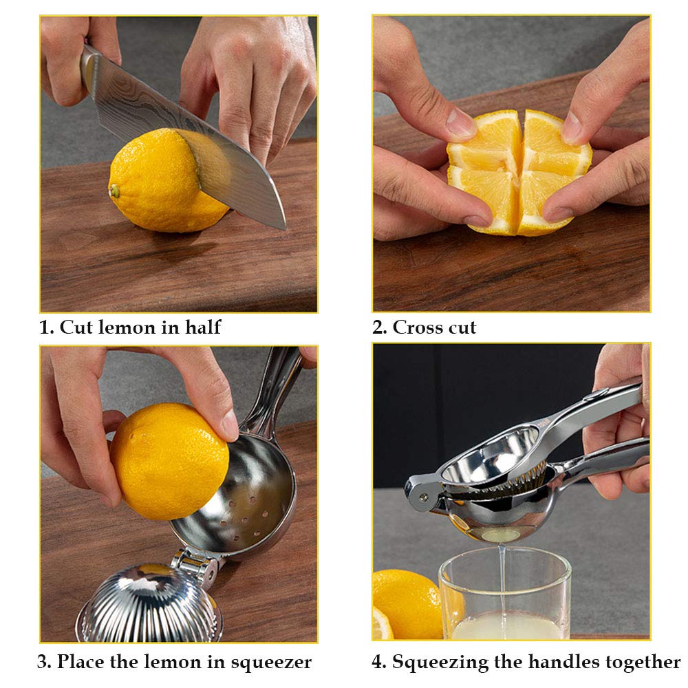Monkkino Lemon Squeezer, Lemon Squeezer Juicer, Citrus Juicer Handheld, Metal Lemon Hand Press, Lime Squeezer Bar Tool, Manual Citrus Press w/Stainless Steel Zester
