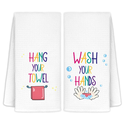 CIOJUNE Kids Decorative Hand Towels for Bathroom 16x24 Sets of 2, Toddler Boys Girls Bathroom Decor, Wash Your Hands Decor for Kid