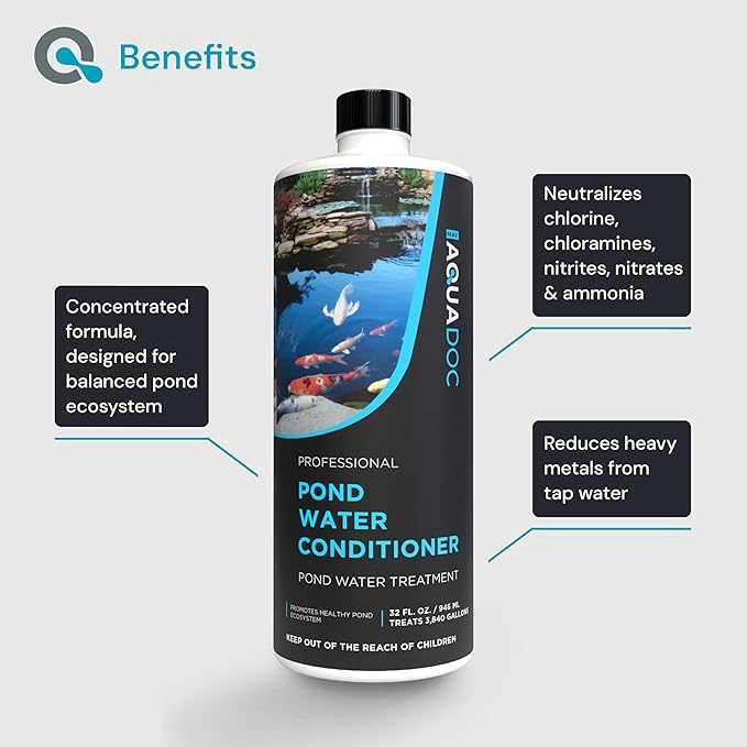 AquaDoc Fish Pond Water Conditioner - 32oz - Pond Dechlorinator for Outdoor Ponds - Made in USA