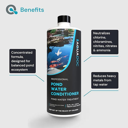 AquaDoc Fish Pond Water Conditioner - 32oz - Pond Dechlorinator for Outdoor Ponds - Made in USA