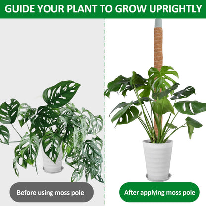 LOLEDE 4 Pack Moss Pole, 27.5 Inches Bendable Coco Coir Poles Monstera Plant Support for Climbing Indoor Plants, DIY Plant Stakes Kit Support for Pothos, Philodendron,Potted Plants
