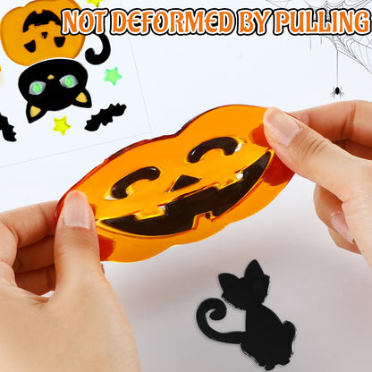 Sinload 6 Sheets Halloween Window Gel Clings Pumpkin Bat Witch Decal Stickers for Halloween Home Party Window Decorations