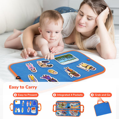 CHEFAN 4 Pack Felt Board Bible Stories Set, Flannel Board Stories, Nativity Flannel Graph Bible Toy for Kids, Include Ruth and Naomi, Crossing The Jordan River, Moses is Born, Jacob Wrestles with God