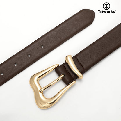 TRIWORKS Women's Belts for Jeans Pants Gold Buckle Fashion Waist Belts for Ladies Leather Belts