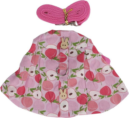 Rabbits Harness Leash Cute Breathable Pet Chest Traction Rope Set for Guinea Pigs Hedgehogs Soft Cotton Cloth Nylon Webbing Stylish Outfit (M)