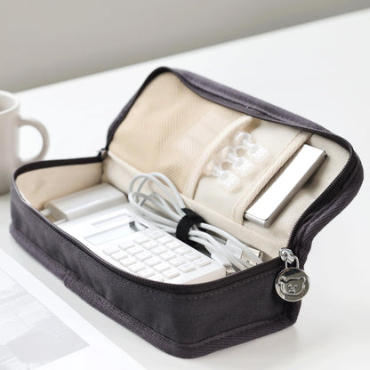 brunch brother Daily Black Pencil Case, Large Capacity Pencil Pouch with Ample Storage, Simple Design for Students and Professionals