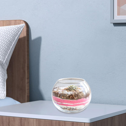 GANAZONO Glass Fish Bowl Vase 15cm Round Glass Hydroponic Flower Pot Terrarium Air Plant Holder for Home Office Succulent Planter