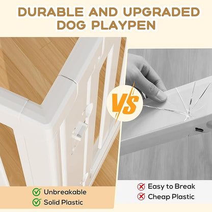 Dog Playpen, Clear Dog Pen, Dog Pen Indoor, Easy to Install and Remove Dog Play Pen, Puppy Playpen Suitable for Dogs, Cats,Dog Playpen Indoor (White, 30.3 inch Height, 10 Panels)