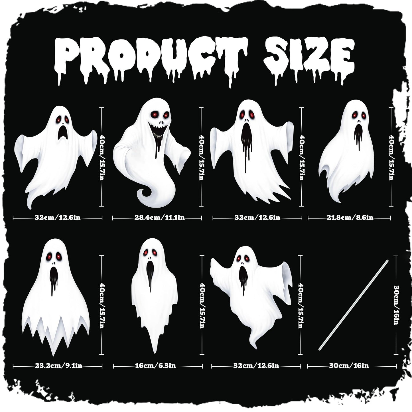 7 Pack Ghost Halloween Yard Signs, Large Halloween Yard Decorations with Stakes, Waterproof Scary Outdoor Holiday Ghost Decor for Yard Lawn Garden, 16” Big Size