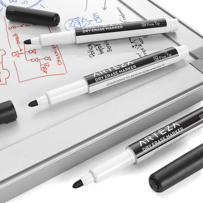 ARTEZA Black Dry Erase Markers Pack of 52, Fine Tip, Low-Odor Black Ink, Classroom-Preferred Whiteboard Markers